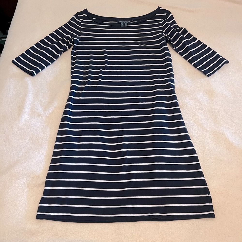 French Connection Navy White Stripe Cotton Dress size 4